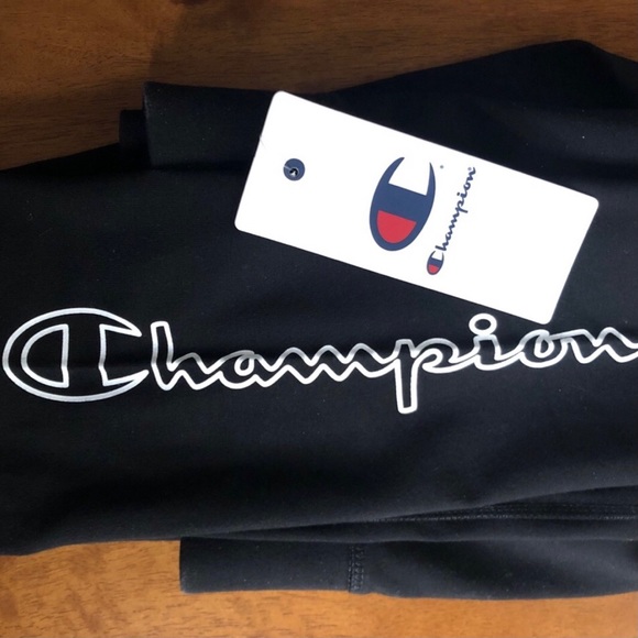 Champion High Rise Leggings Black Logo High Waisted Tights NEW - Picture 3 of 5
